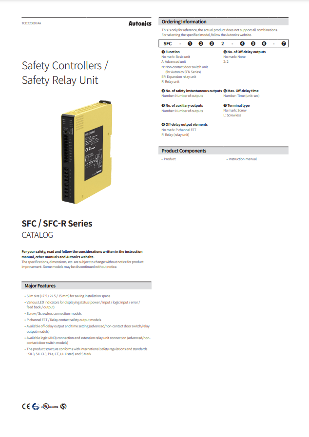 AUTONICS SFC/SFC-R CATALOG SFC/SFC-R SERIES: SAFETY CONTROLLERS/SAFETY RELAY UNIT